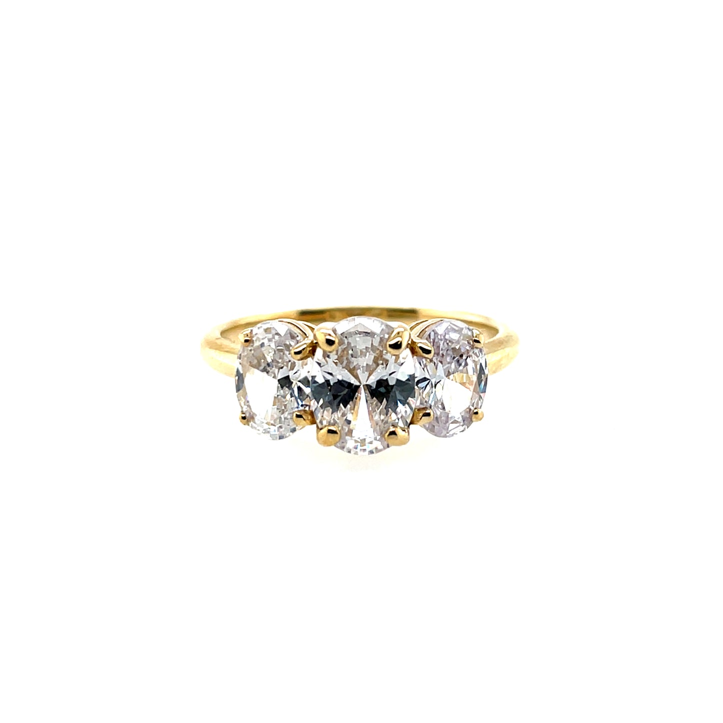 9ct Gold CZ Oval Trilogy Ring GRZ375