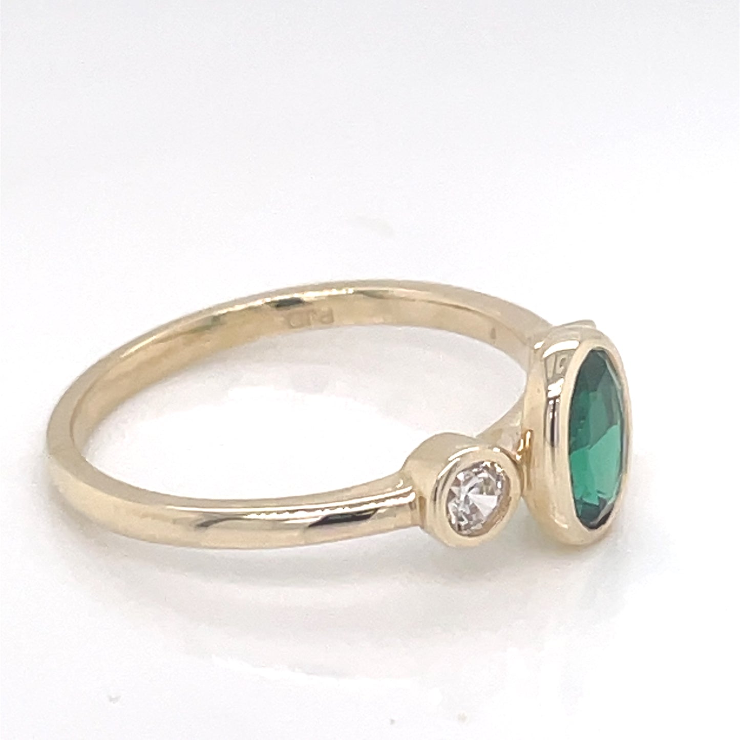 9ct Gold Created Emerald & CZ 3 Stone Ring GRE135