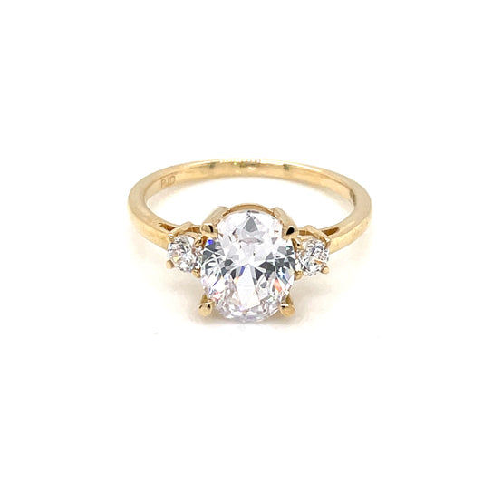 9ct Gold Oval CZ Trilogy  Ring GRZ332