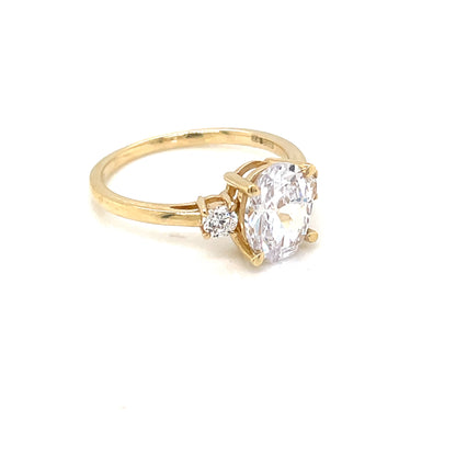 9ct Gold Oval CZ Trilogy  Ring GRZ332