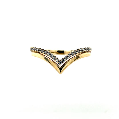 9ct Gold Split Band CZ Wishbone Ring GRA102