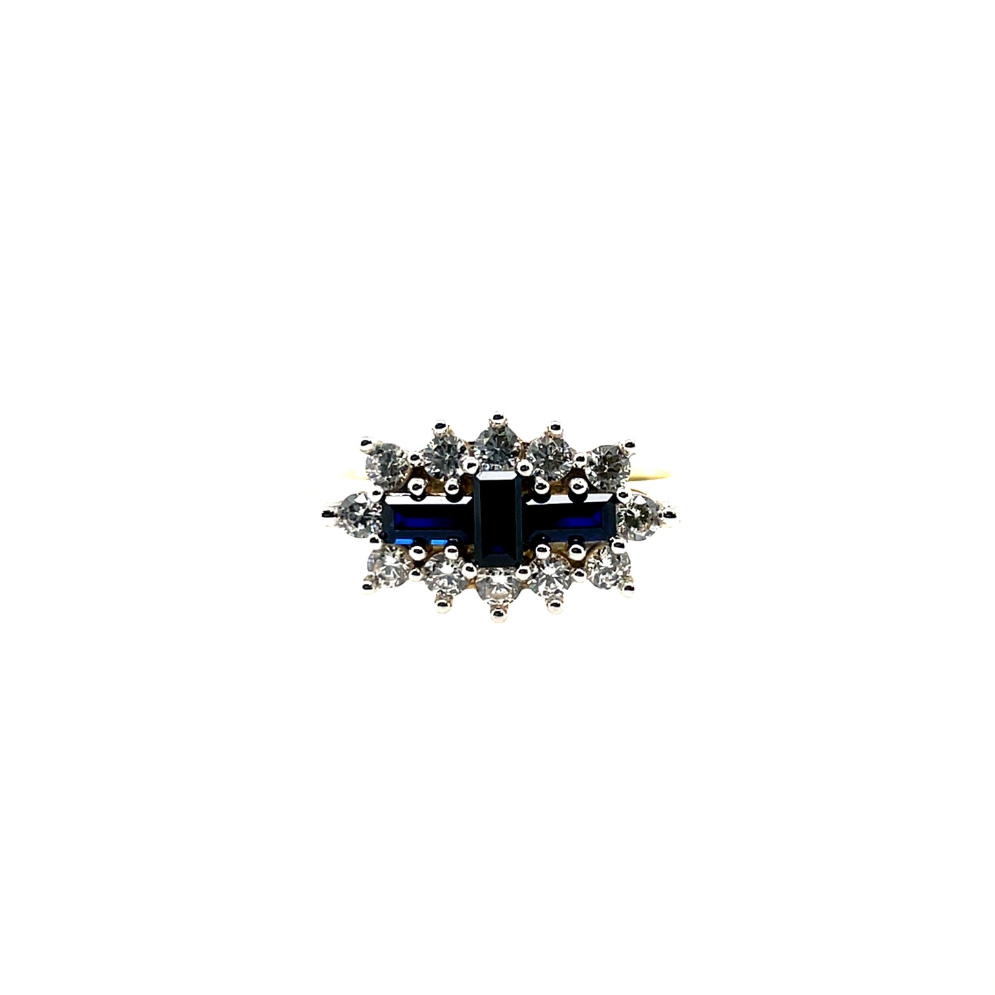 9ct Gold Created Sapphire & CZ Dress Ring GRS274