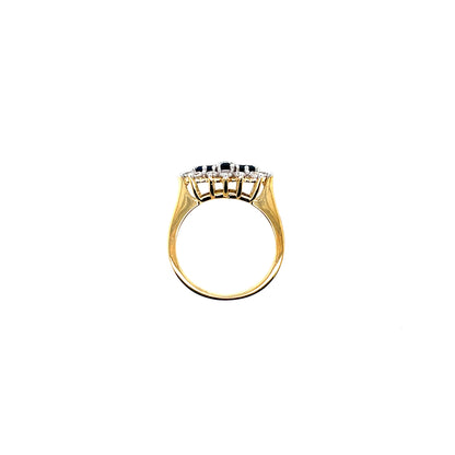 9ct Gold Created Sapphire & CZ Dress Ring GRS274