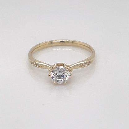 9ct Gold CZ Solitaire Ring GRZ351