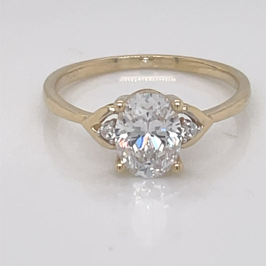 9ct Gold Classic Oval CZ Solitaire Ring GRZ349