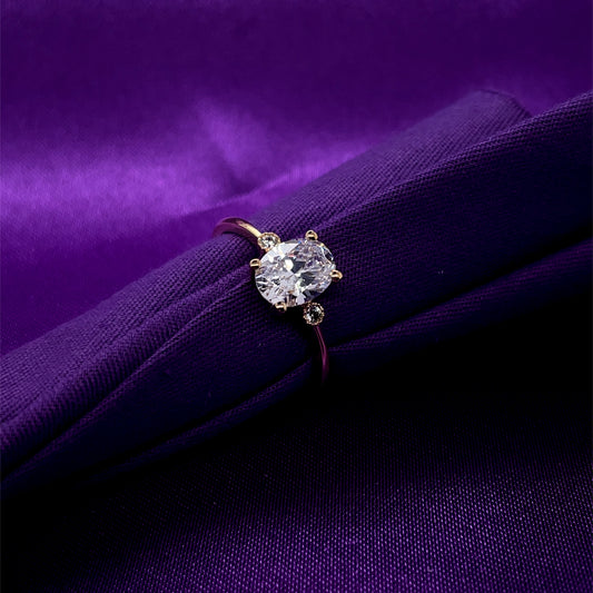 9ct Gold Classic Oval CZ Solitaire Ring GRZ375