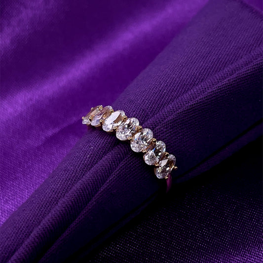 9ct Gold CZ Oval 7-stone Eternity Ring GRA126