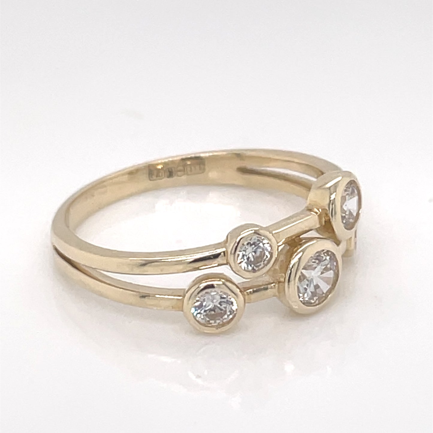 9ct Gold CZ Bubbles 2-Row Ring GRZ347