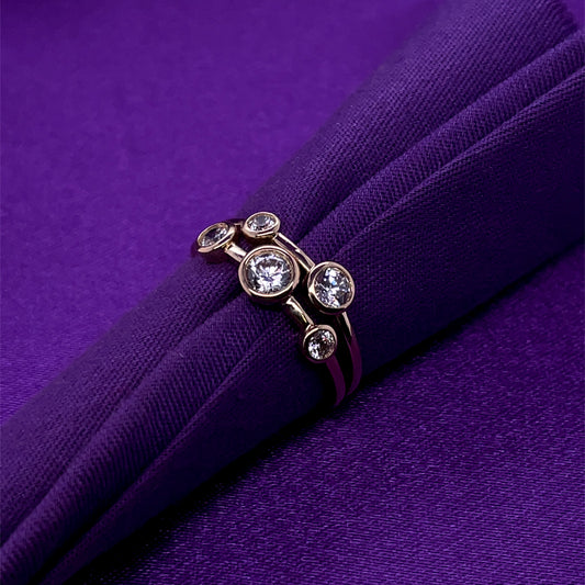 9ct Gold CZ Bubbles 2-Row Ring GRZ408