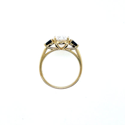 9ct Gold Created Sapphire & CZ Ring GRS279