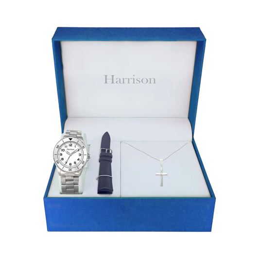 Boys Communion Watch & Silver Cross Gift Set BCS1004