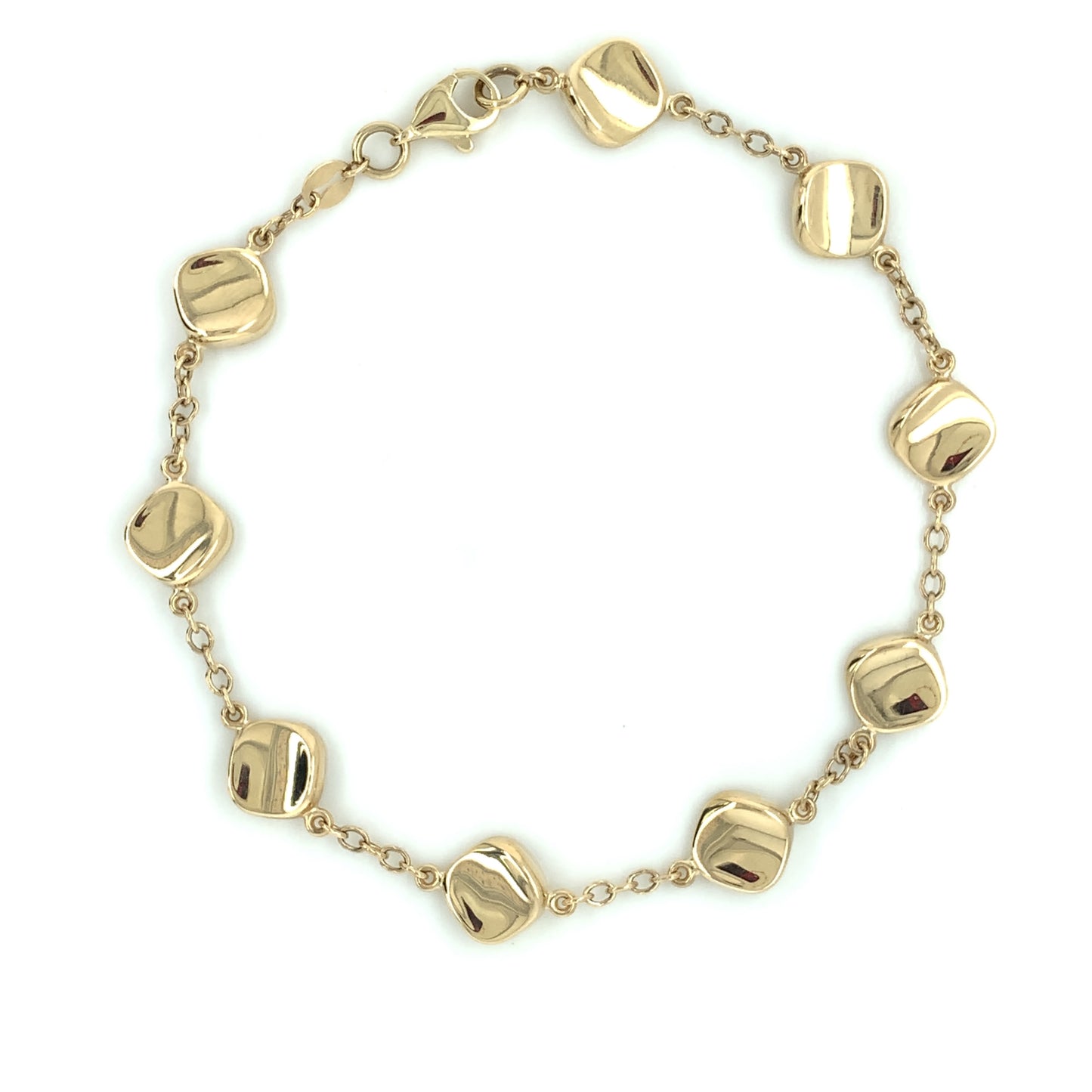 9ct Gold Cushion Drops Station Bracelet GB400