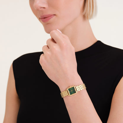 Rosefield Boxelle Emerald Gold Watch BEGSG-B05