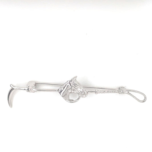 Sterling Silver Horsehead on Crop Brooch BR117