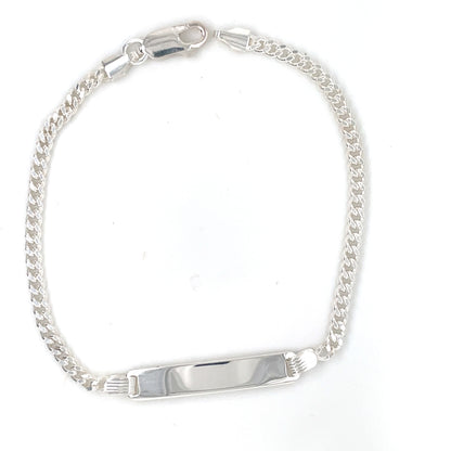 Silver 18cm Teen Engravable Curb Identity Bracelet BR3