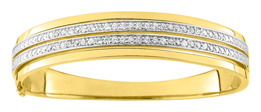 Bijoux D'Or 18ct Gold-Plated 13mm CZ Bangle BSBE96Z