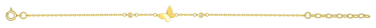 Bijoux D'Or 18ct Gold-Plated CZ Butterfly Bracelet BSBZ54Z18