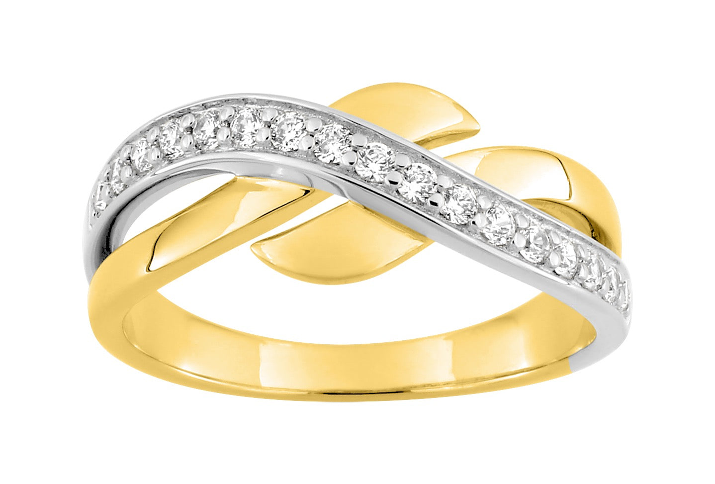 Bijoux D'Or 18ct Gold-Plated CZ Crossover Ring BSRF08Z