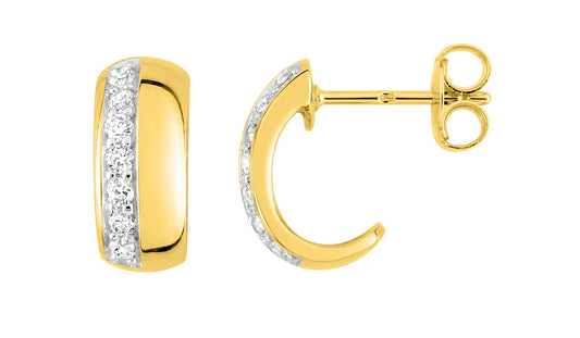 Bijoux D'Or 18ct Gold-Plated CZ Half-hoop Earrings BSWI54Z