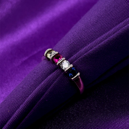 9ct Gold Family Birthstone Ring Bar Setting BRB