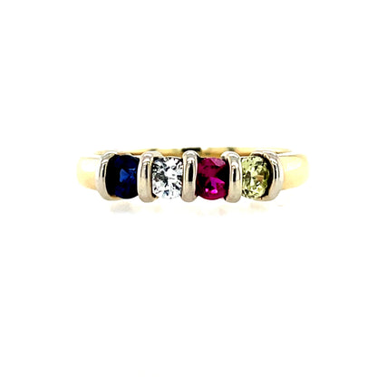 9ct Gold Family Birthstone Ring Bar Setting BRB