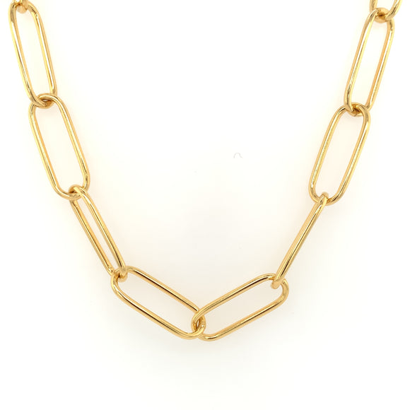 Sterling Silver 18ct Gold Italian Paper Link Necklace