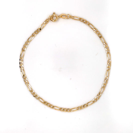 9ct Gold 2.4mm Figaro Bracelet GB469