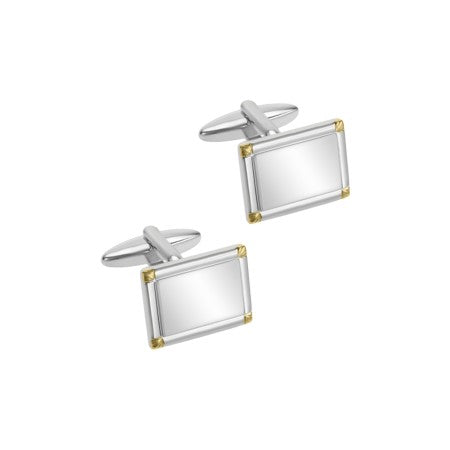 Two Tone Yellow Gold Plated Edge Cufflinks CL2009