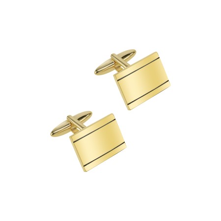 Yellow Gold Plated and Black Line Cufflinks CL3009