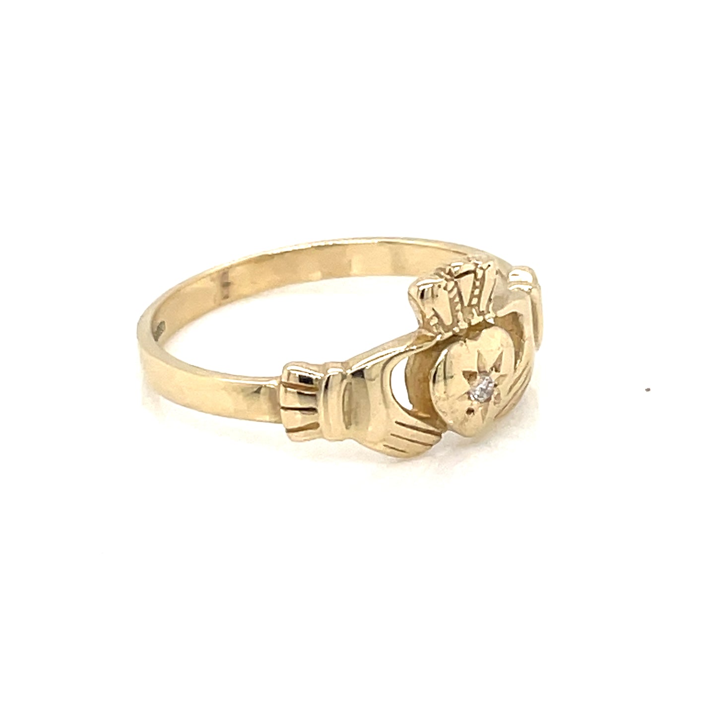 9ct Gold Diamond Claddagh Ring GR424