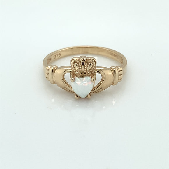 9ct Gold Created Opal Claddagh Ring GR340