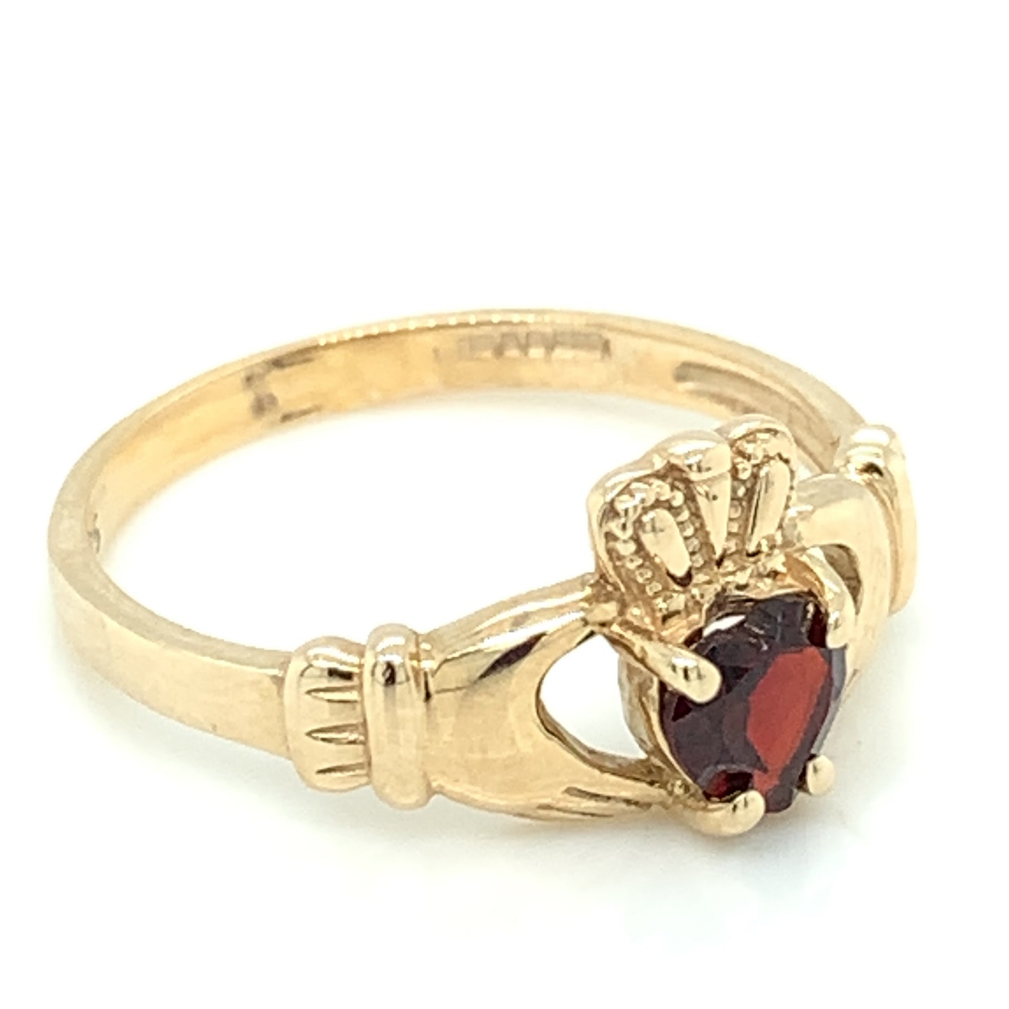 9ct Gold Garnet Claddagh Ring GR378