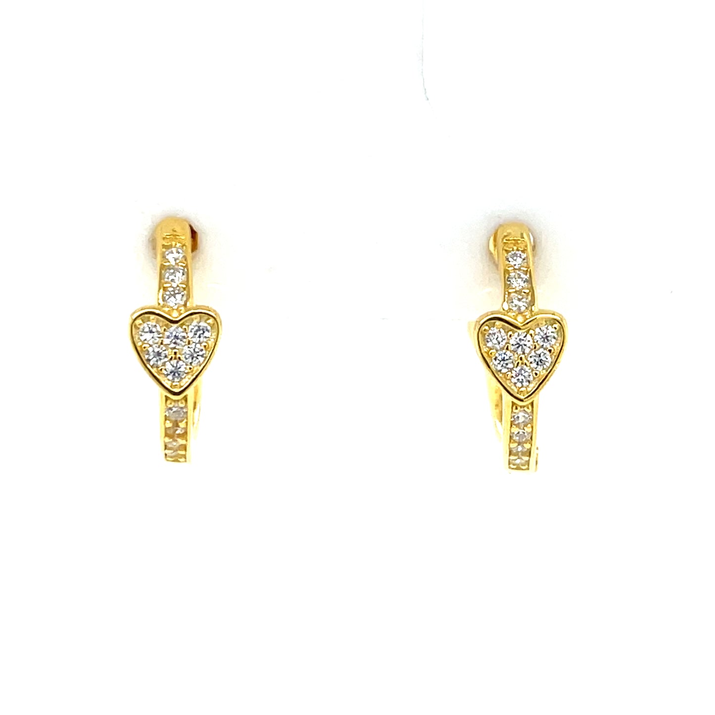 Sterling Silver Gold-plated CZ 10mm Hoop Earrings CSE358