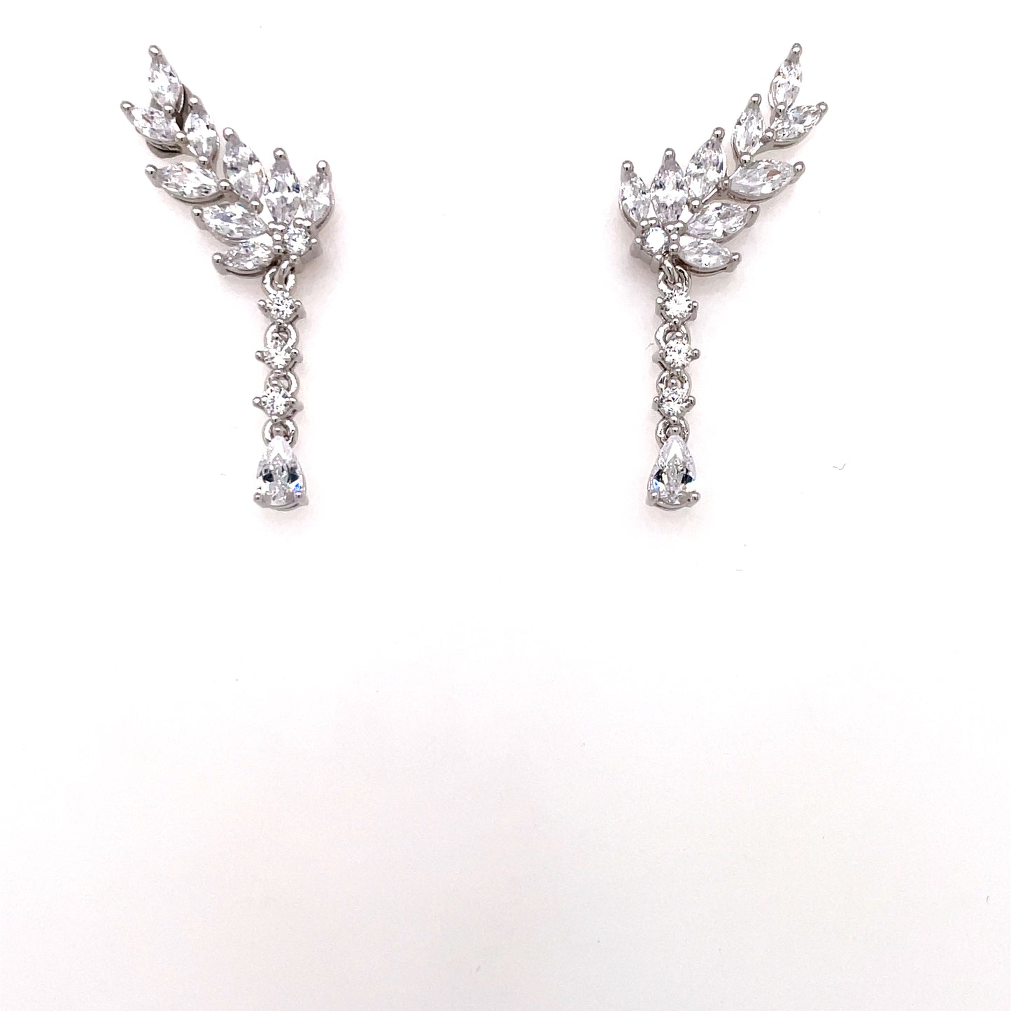 Sterling Silver CZ Laurel Climber Drop Earrings CSE404