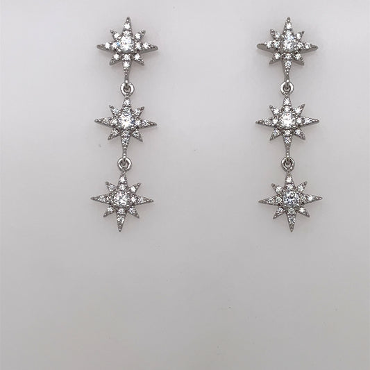 Sterling Silver CZ Starlight Drop Earrings CSE431