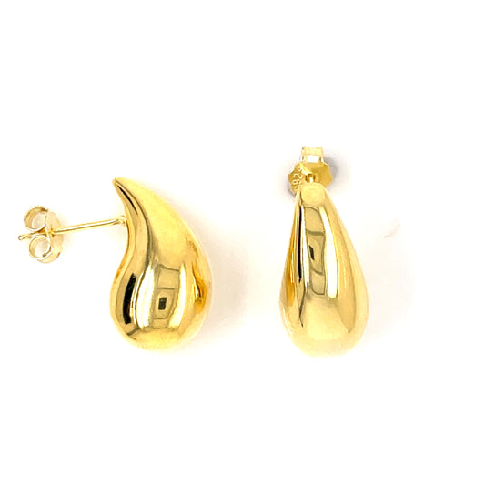 Sterling Silver Gold-plated Raindrop Stud Earrings CSE438