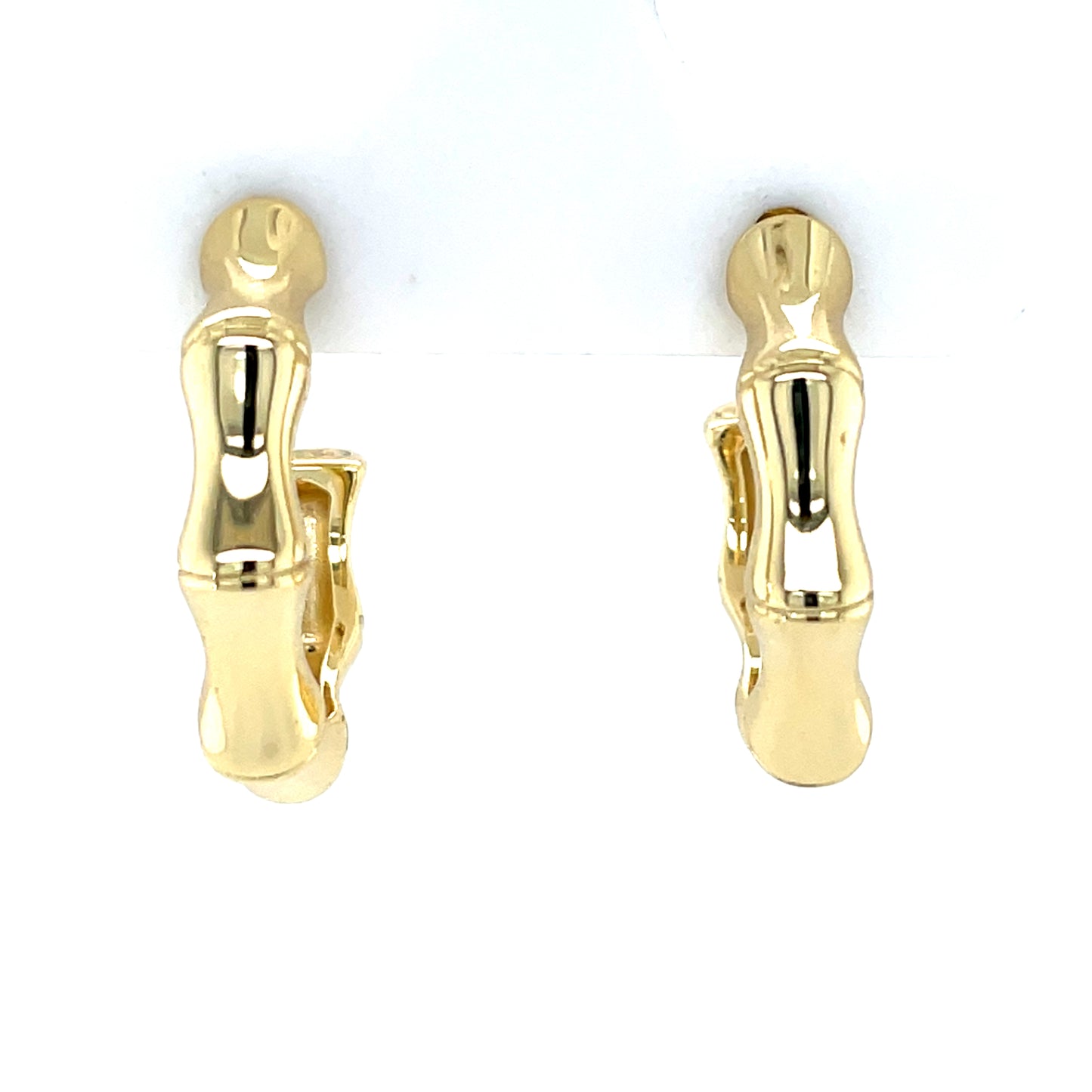 Sterling Silver Gold-plated 14mm Bamboo Hoop Earrings CSE448