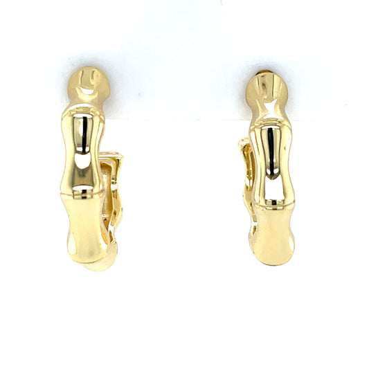 Sterling Silver Gold-plated 14mm Bamboo Hoop Earrings CSE448