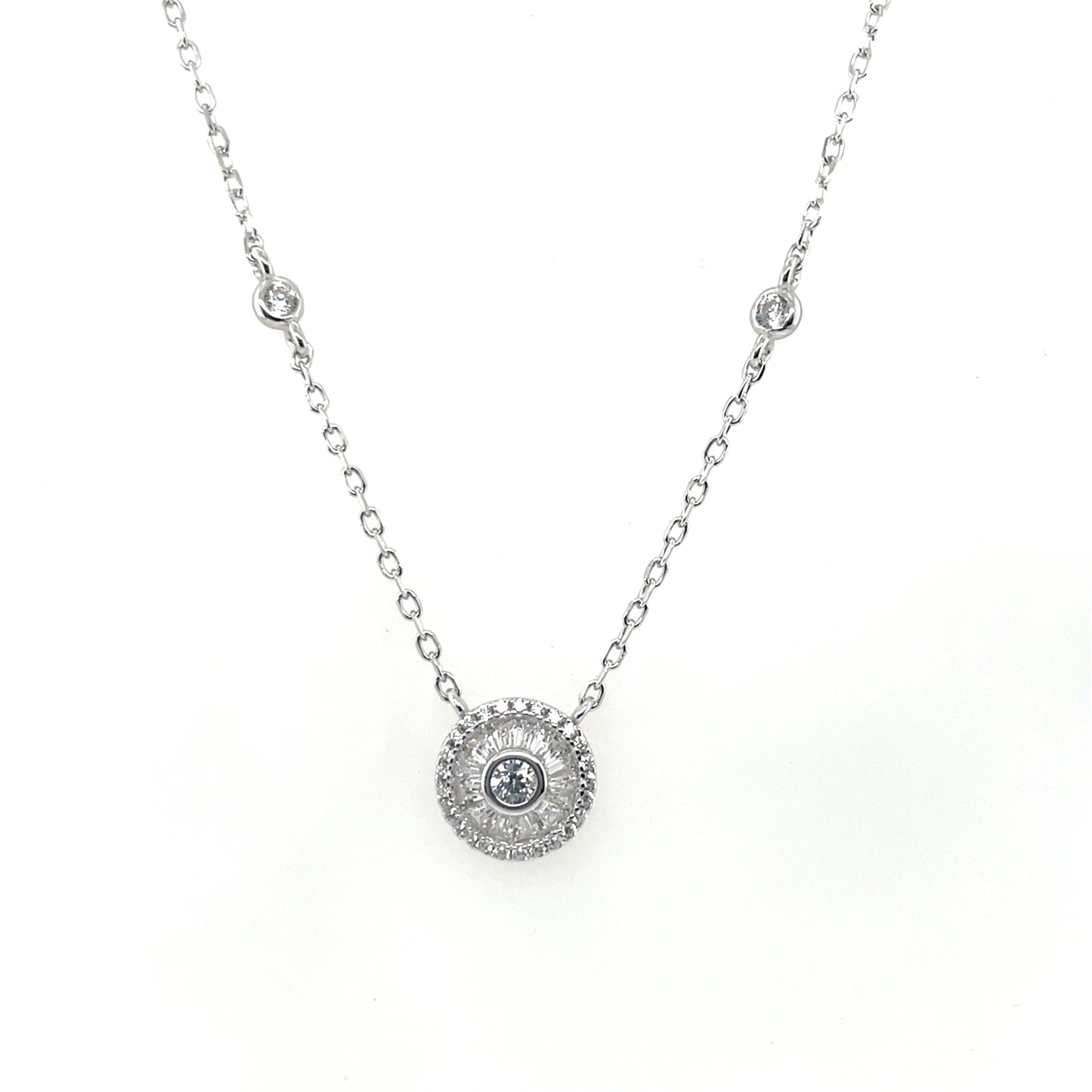 Sterling Silver CZ Target Necklace CSN1032