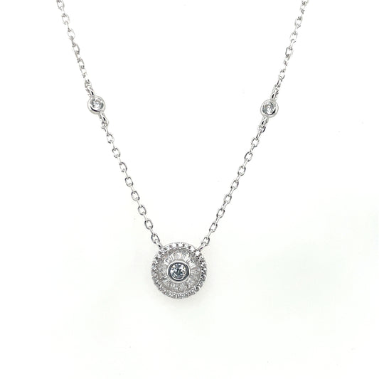 Sterling Silver CZ Target Necklace CSN1032
