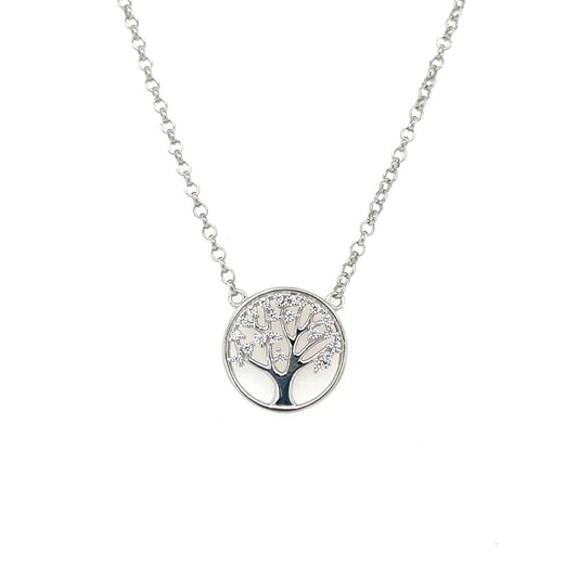Sterling Silver CZ Tree of Life Necklace CSN906