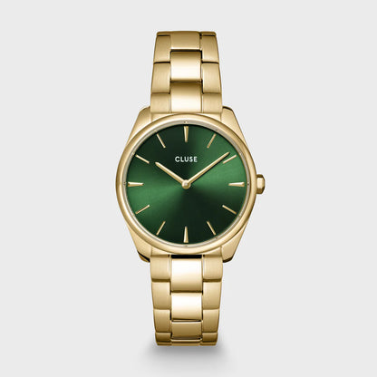 CLUSE Féroce Petite Watch Steel Green, Gold Colour CW11217