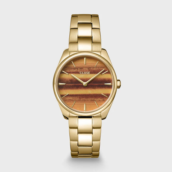CLUSE Féroce Petite Watch Steel Tiger's Eye, Gold Colour CW11218