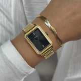 CLUSE Fluette Watch Steel, Circular Texture Black, Gold Colour CW11512