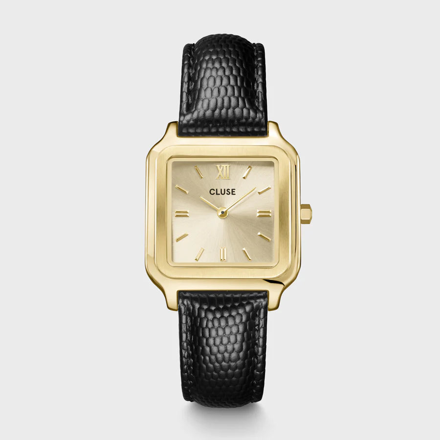 CLUSE Gracieuse Watch Leather, Black Lizard, Gold Colour CW11903