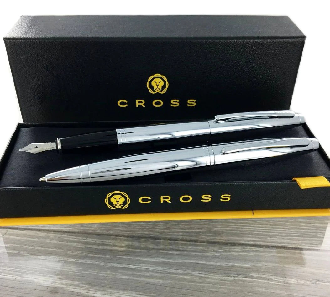 Cross Calais Chrome Ballpoint Pen & Fountain Pen Set