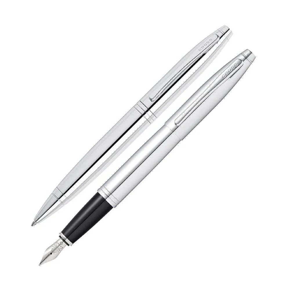 Cross Calais Chrome Ballpoint Pen & Fountain Pen Set