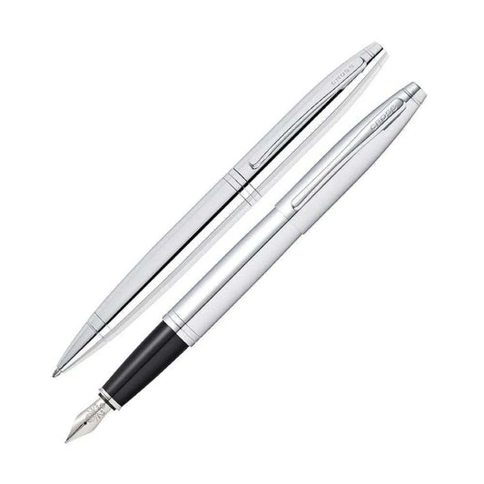 Cross Calais Chrome Ballpoint Pen & Fountain Pen Set