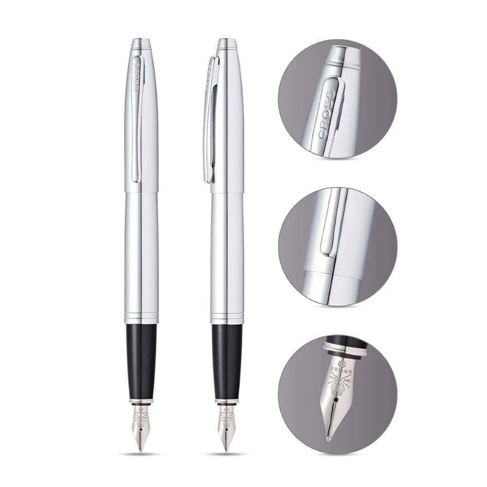 Cross Calais Chrome Ballpoint Pen & Fountain Pen Set