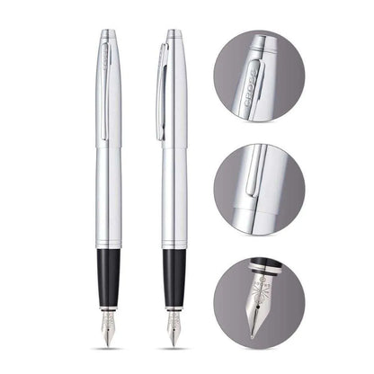 Cross Calais Chrome Ballpoint Pen & Fountain Pen Set